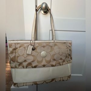 NWT Coach F19202 Signature Lurex Stripe Multifunction Tote Diaper Bag